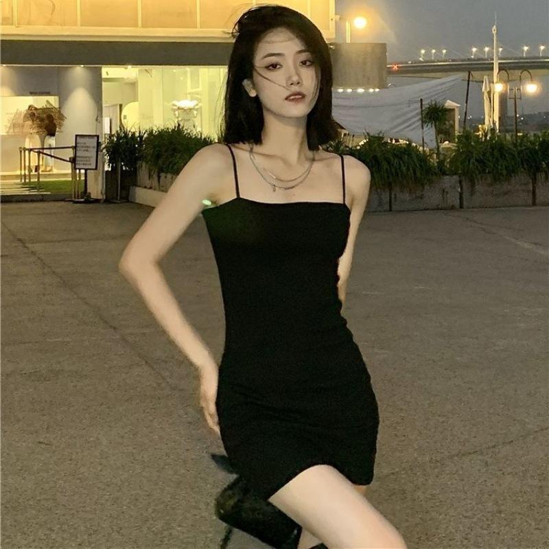 Fashionable Pure and Alluring Design Slip Dress for Women, Summer Sexy Off-shoulder Tight Slimming Versatile Pencil Skirt