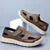 Baotou leather sandals men's beach shoes 2025 summer new Roman hollow fashion men's shoes