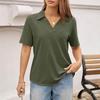 Summer New Short-sleeved Solid Color Simple Casual Loose Women's Polo Collar Top