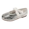 Silver ballet style round head inner height increase flat bottom shallow mouth single shoes women's summer 2025 new versatile French Mary Jane shoes