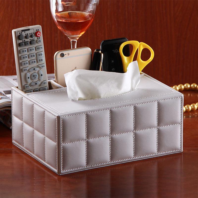 Hotel PU Leather Tissue Box & Remote Holder - European Style Multifunctional Organizer