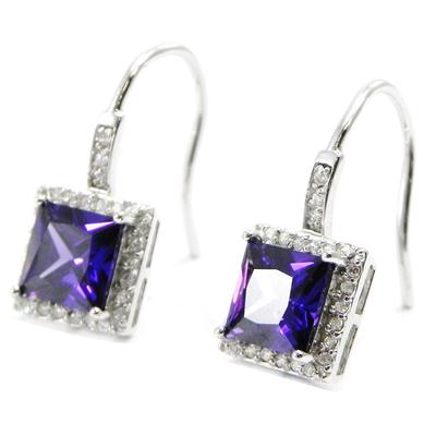 [I3905] - Silver Earrings 'Celestina' Silvery White Amethyst (rhodium-plated) - 12x12 Mm