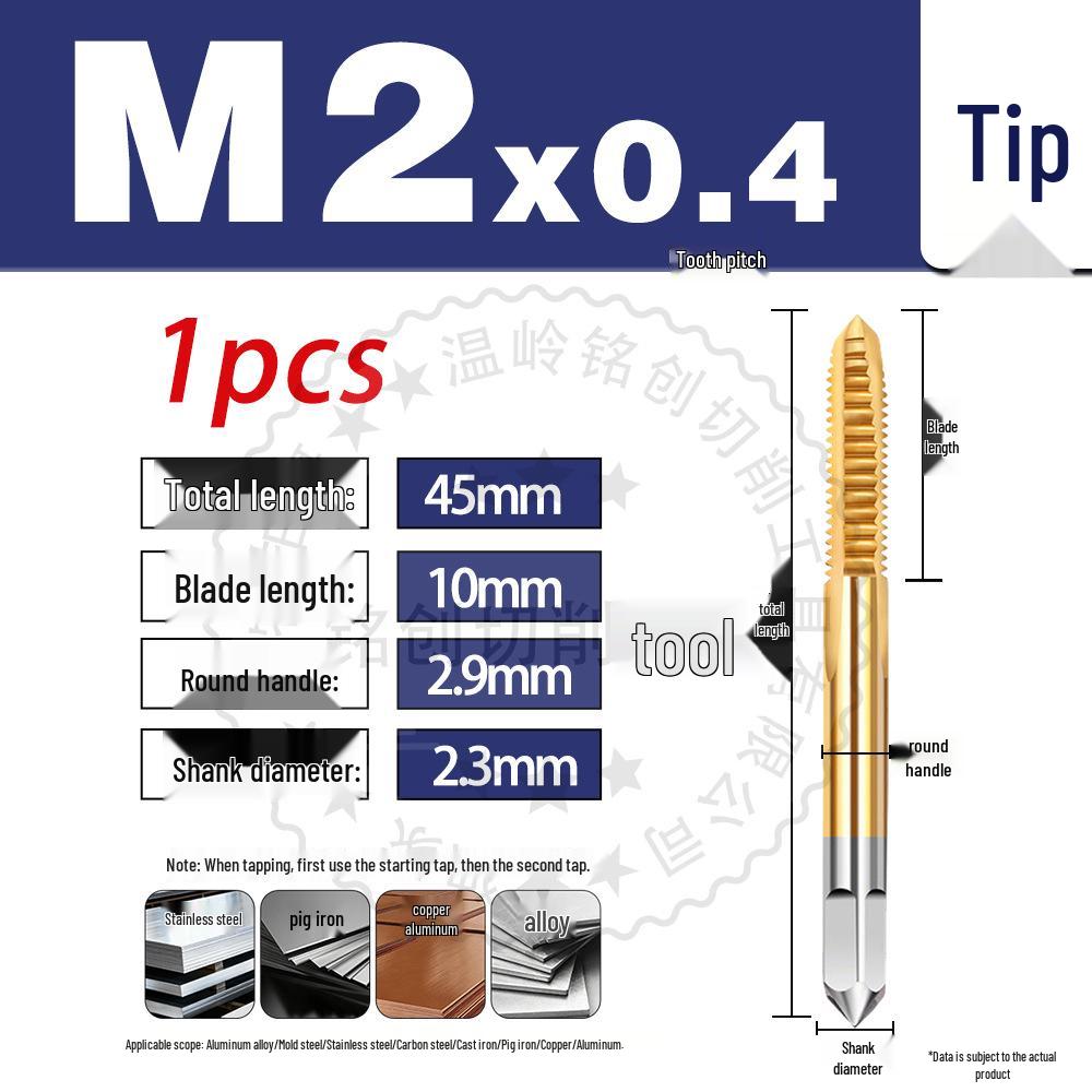 Cobalt-Plated Titanium Spiral Machine Tap for Threading (M3-M10)