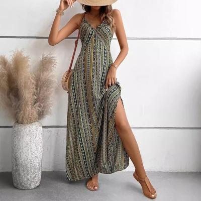 Moda Kadın Yaz Askılı Baskılı Elbise