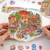 New Landscape Sticker Cabin Scene DIY Toy2.5D Cartoon Seaside Town Game Sticker Festival Birthday Gift for Kid Child Girl