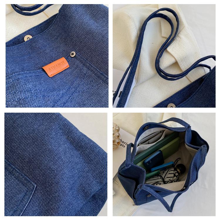 Yeni Kadın Hafif Denim Su Geçirmez Tote Çanta Seyahat Çanta Büyük Rahat Omuz Çantaları