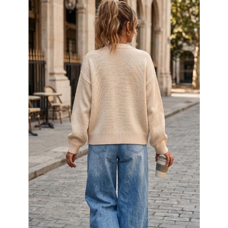 Women Casual Loose Long Sleeve Knit Open Front Cardigan Sweater Outerwear