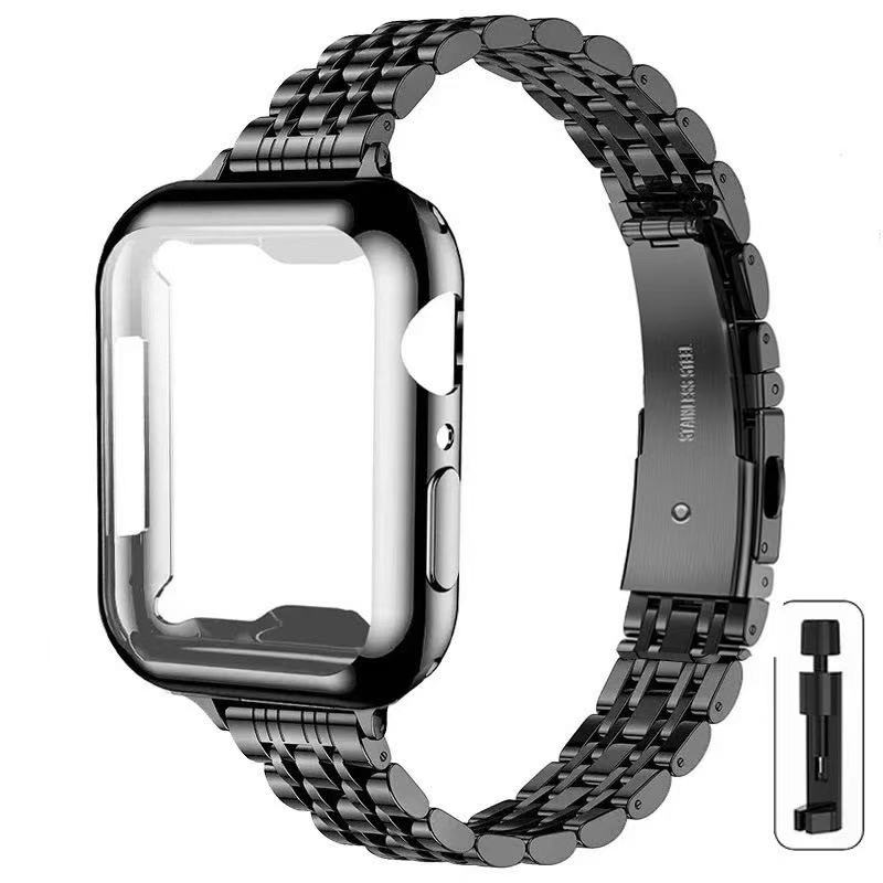 Cinturino Smartwatch in Acciaio Inossidabile con Custodia Protettiva, Compatibile con Apple Watch Serie 9-1, SE e SE 2 #GLOBAL PICKS