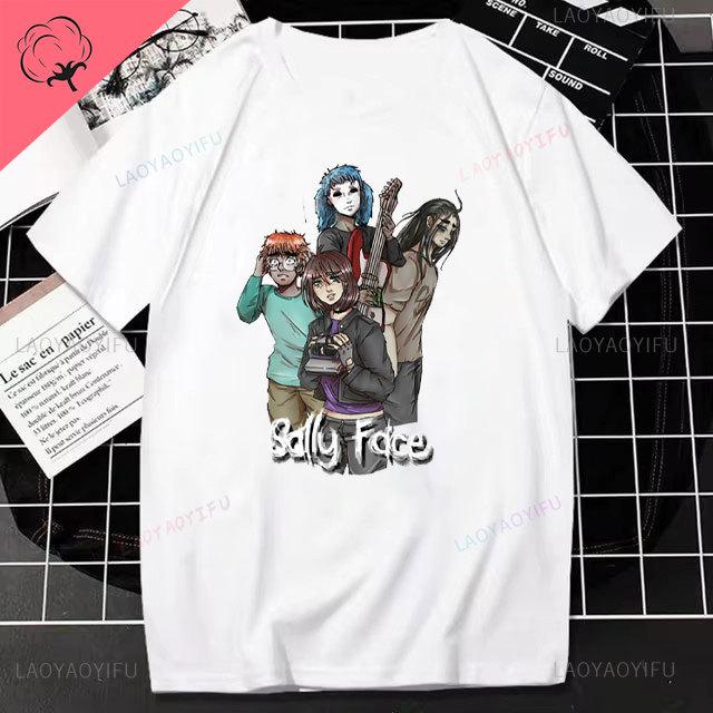 Sally Face Unisex Print TShirt Horror Game Kawaii Harajuku Anime Cotton Tops Women Fashion Casual Tee Hiphop Gothic Streetwear