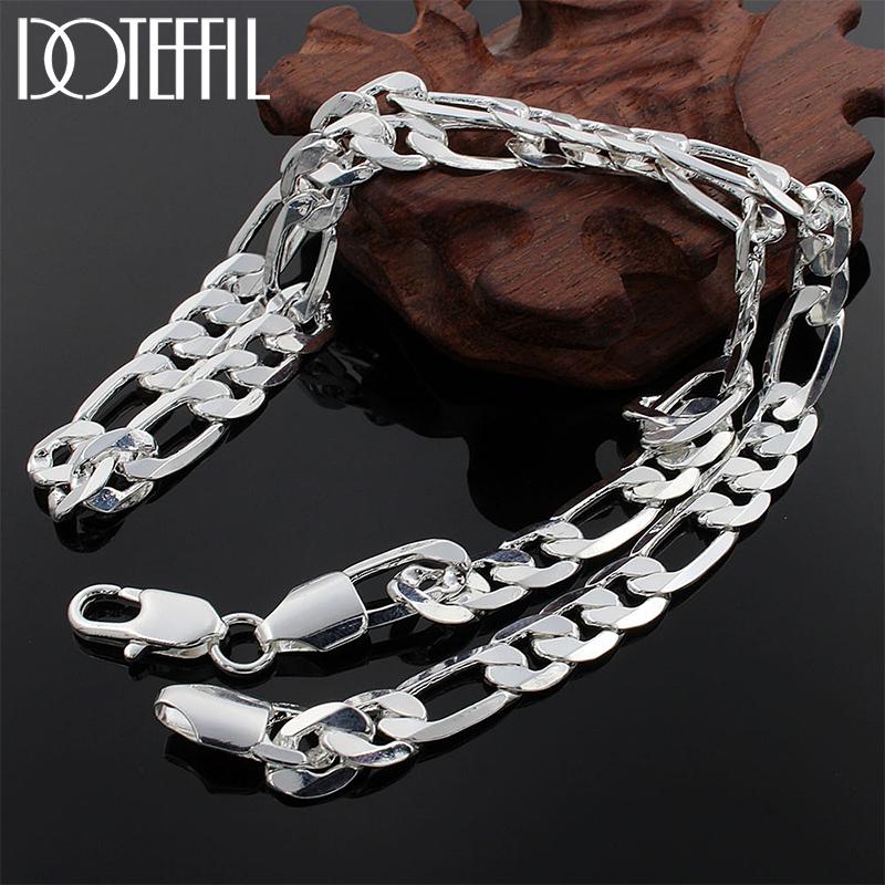 

8mm Flat Geometry Men s Necklace 16-24 Inches Fashion Silver Color Necklace Classic Jewelry Christmas Gifts 60cm