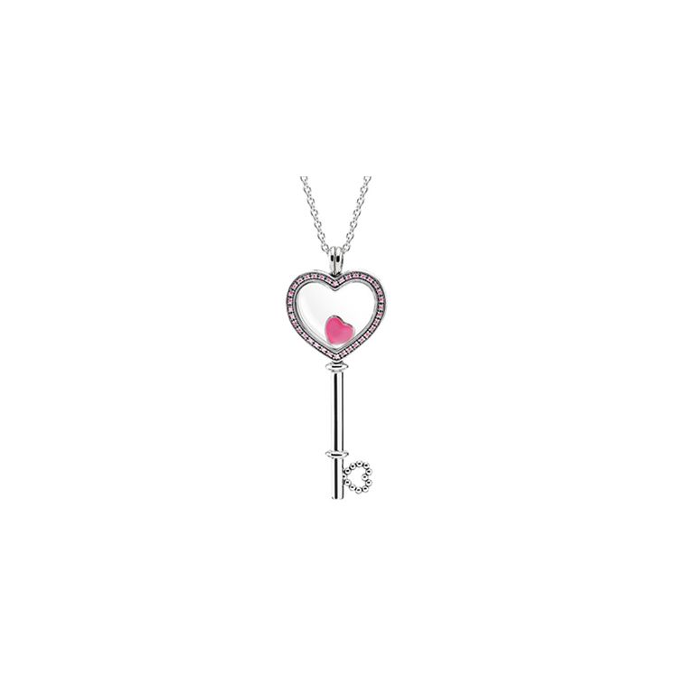 Pandora Pink Love Key Elegant Flowing Pendant Necklace Women necklace B800800 Box