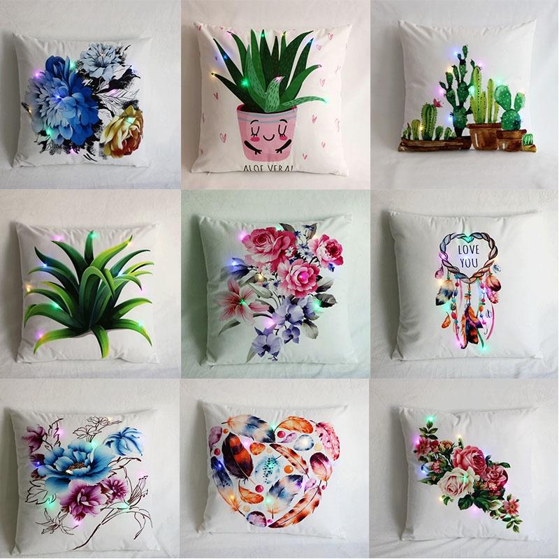 Vibrant Colored Led Light Velvet Sofa Pillowcase For Stylish Home Decor And Comfort