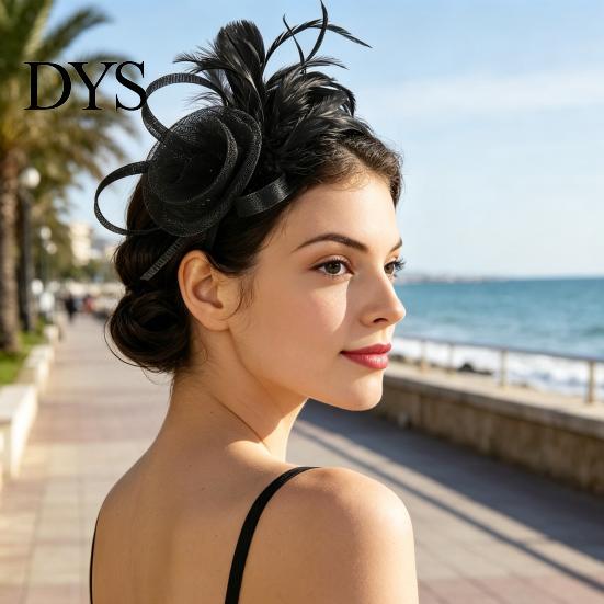 Leggera Fascia per Capelli con Piume Donna Fascia Floreale Retrò Rete con Piume Fascintor per Tea Party Accessorio Capelli per Feste Cocktail Comoda