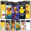Cartoon Duck Hard PC Phone Case For Samsung Galaxy Z Flip 7 6 5 4 Black Cover For Galaxy Z Flip 3 Foldable Shell Fundas Capa Bag