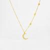Sterling Silver Moon Star Zircon Necklace Pendant Long Chain  Luxury Classical Fine Jewelry Women Gift