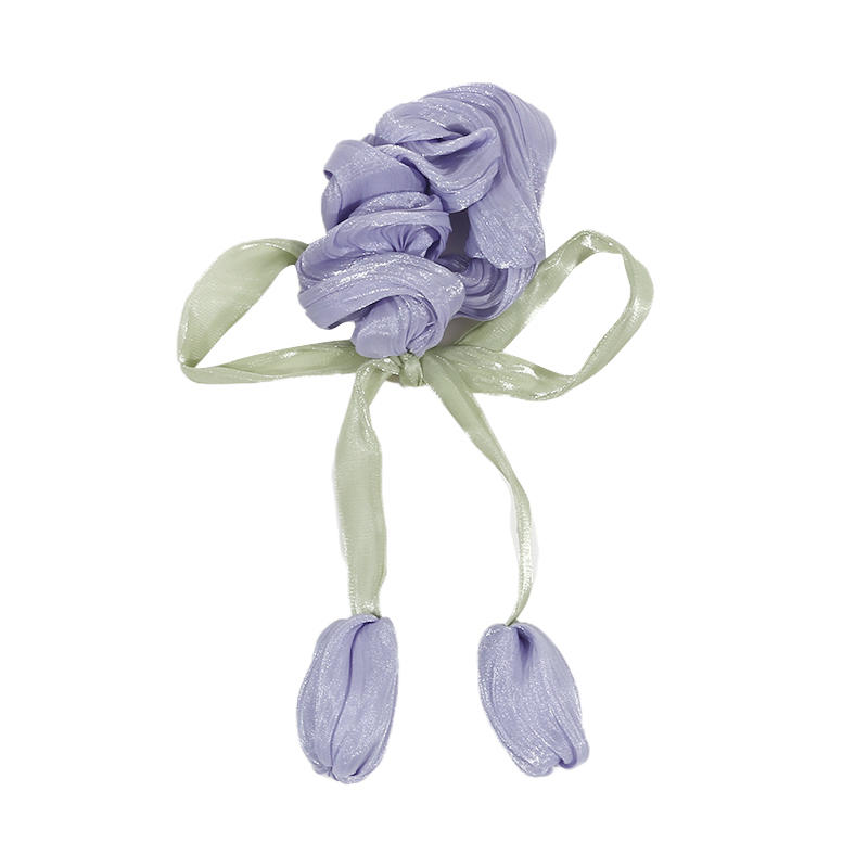 Women Tulip Flower Tassel Hair Ties Cute Temperament Lace Stretchy Hair Rope Ponytail Holders Sweet Hair Accessories