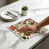 6PCS Cleaning Dishcloths Reusable Kitchen Dish Towels Vintage Floral Berry Print Dishcloth Absorbent Lint Free Cloth Washable Duster Rags Tea Towels