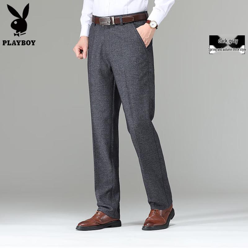Playboy Men s 2026 Wrinkle-Resistant Straight Fit Casual Trousers 38
