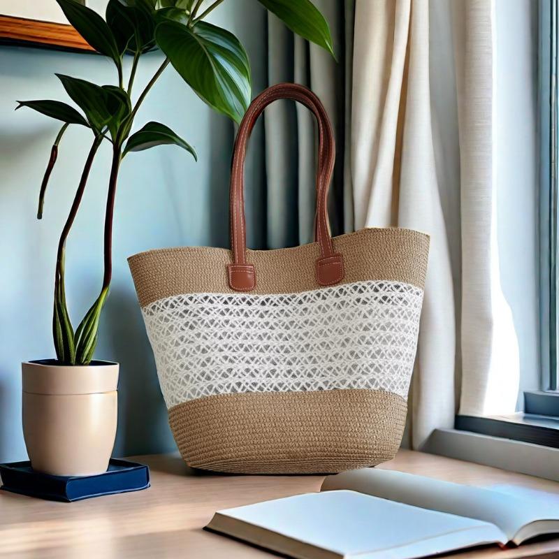 Strohtasche Damen Sommerwind neu Strand Meerseite Outdoor Urlaub Großraum Schultertasche