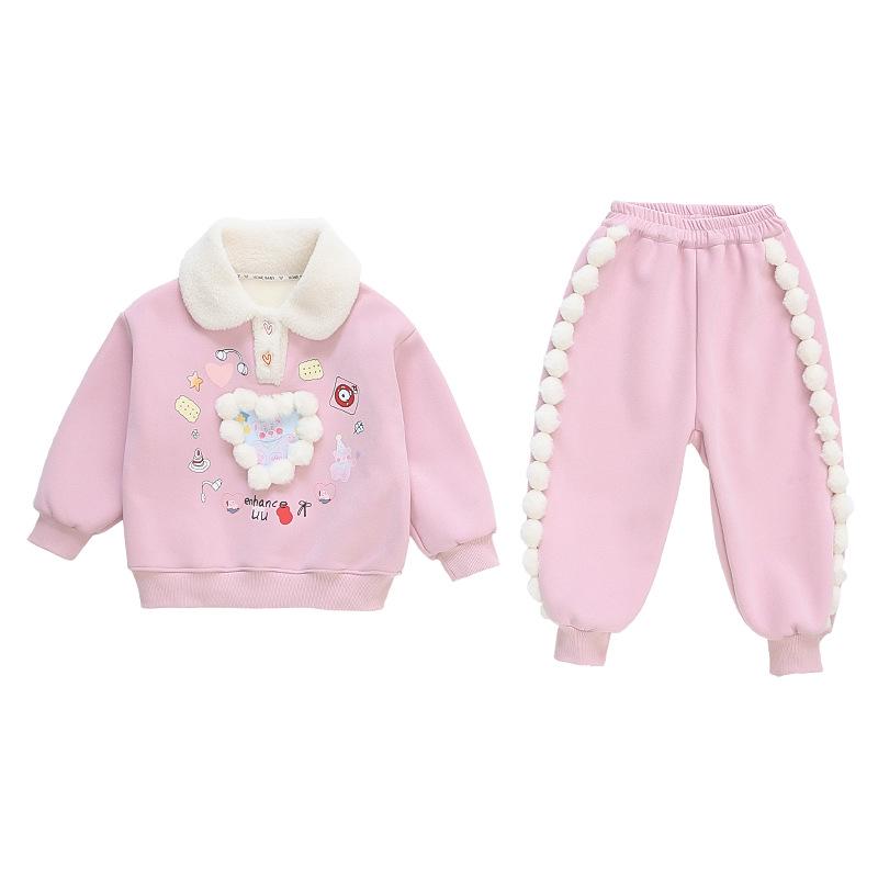 

Baby Girls Fleece-Lined Fashion Sweatshirt & Pants Set - Autumn/Winter 2025 Edition 130 cm