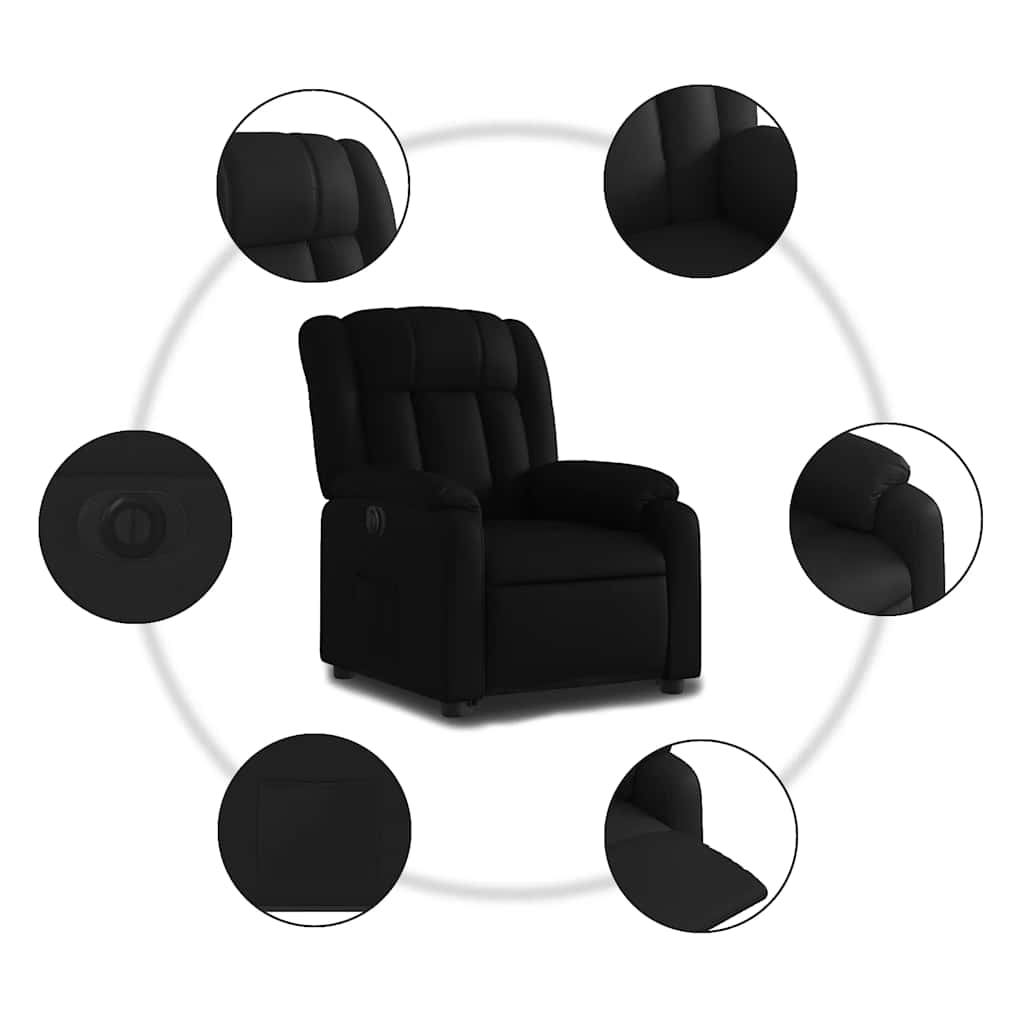 Vidaxl Reclining Chair with Electric Stand-up Function, Black, Eco-leather