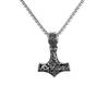 Hip Hop Punk Skull Thor's Hammer Pendant Necklace Vintage Creative Men Fashion Jewelry