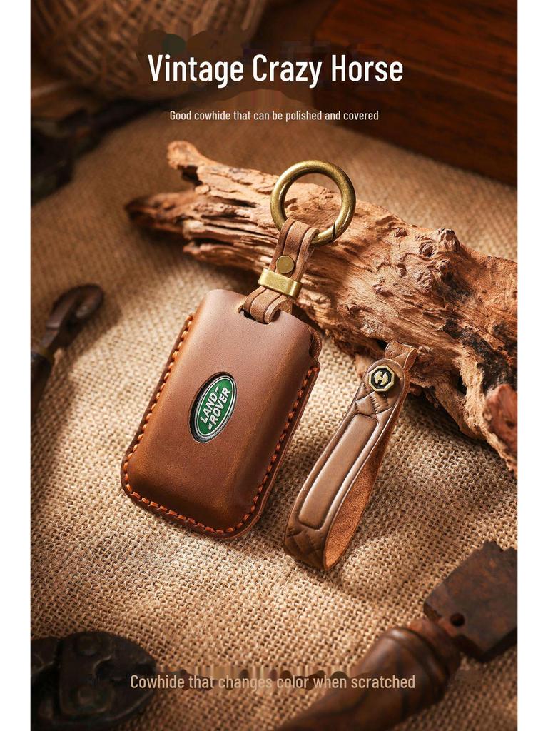 Handmade Vintage Leather Key Cover for Land Rover Range Rover Discovery 5 and Jaguar