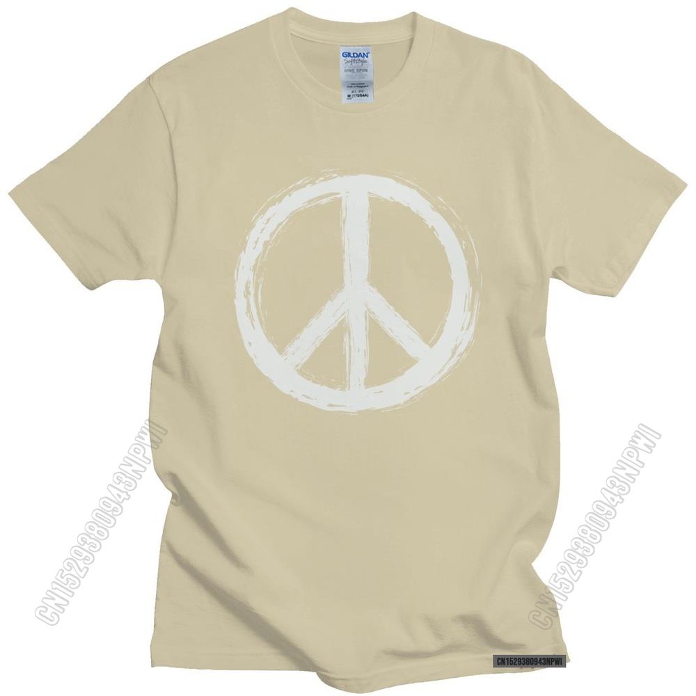 Vintage Peace Sign T Shirt Short Sleeve Casual Uniform Tee Tops 100% Cotton Urban Tshirt Slim Fit T-Shirt Merch