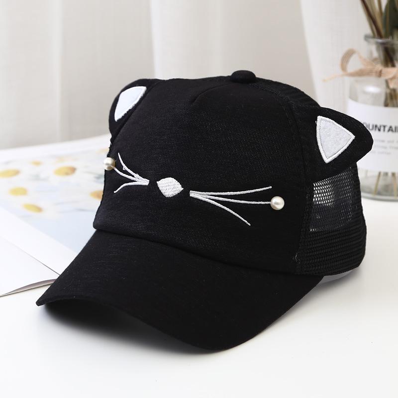Children Big Bow cartoon Baseball Cap Cute Girls Pearl Snapback caps Sun Caps Mesh Rabbit Ear UV Protection Summer Hats boy