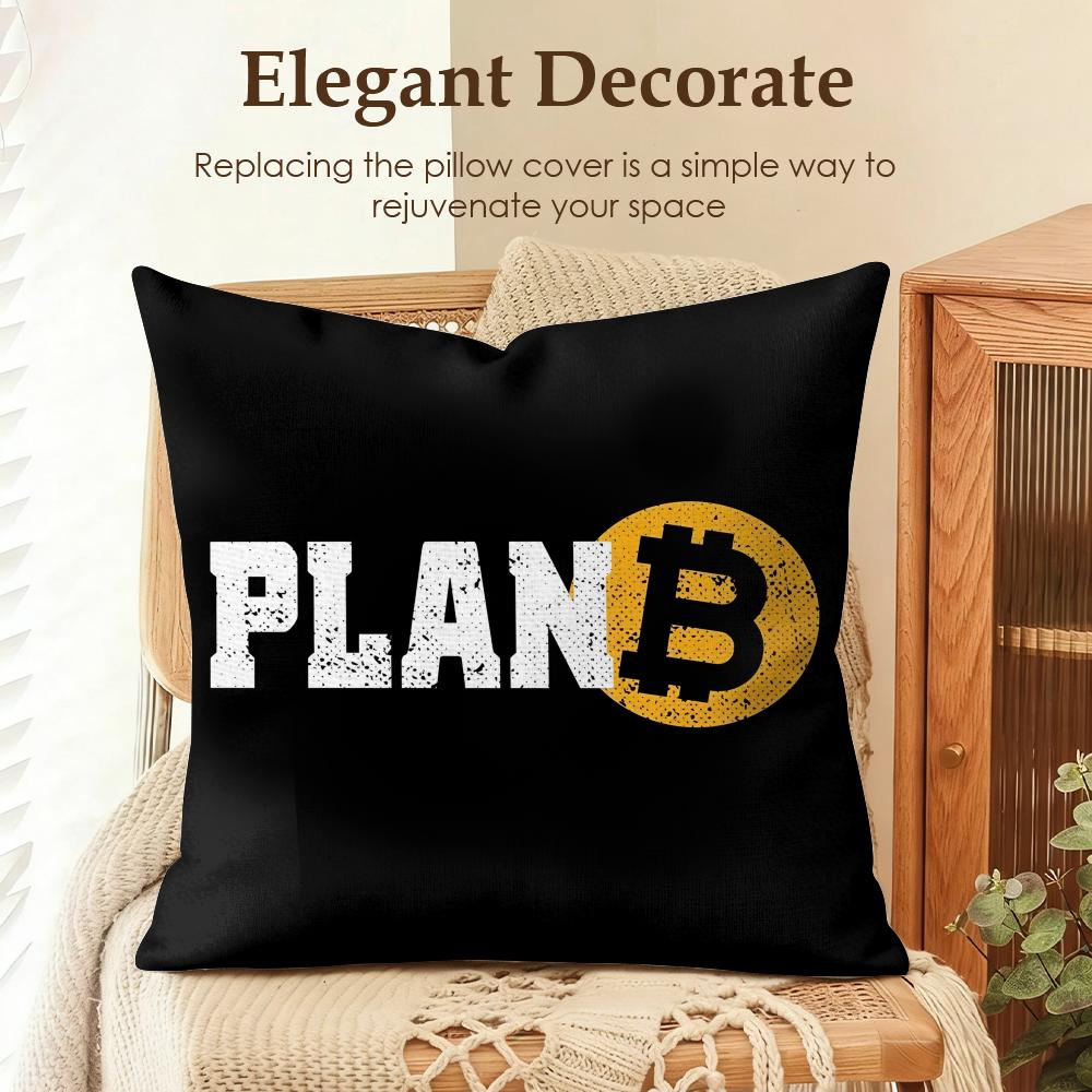 Bitcoin Btc Logo Cool Cushion Cover Natural Linen Organic Fabric DoubleSided Printing Sofa Home Decor Gift Pillow Case