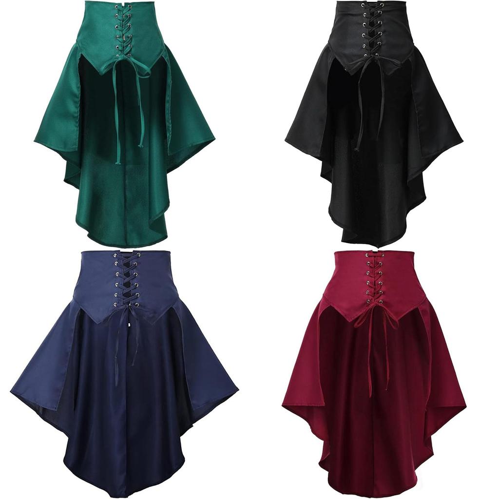 Minifalda Irregular con Volantes y Lazo Pirata Steampunk Para Cosplay y Ropa de Calle