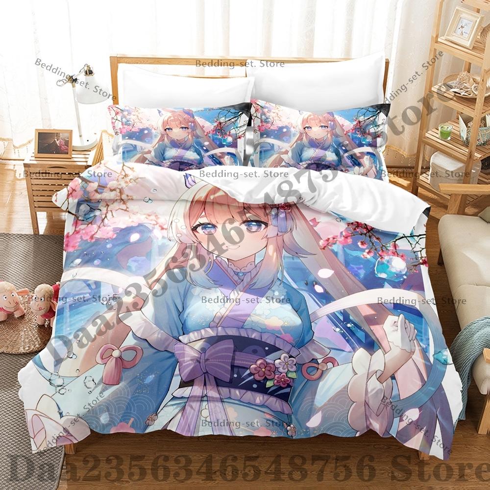 Genshin Impact Sangonomiya Kokomi Bedding Set Single Twin Full Queen King Size Bed Set Adult Bedroom Duvetcover Sets Anime Bed