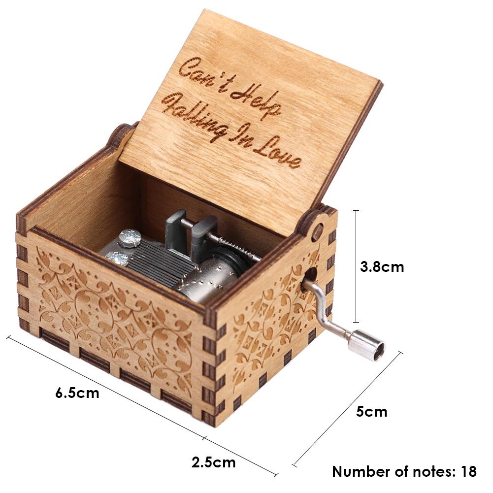 Beautiful Handmade Wooden Music Box Carved Mechanism Child Gift with Golden Lock