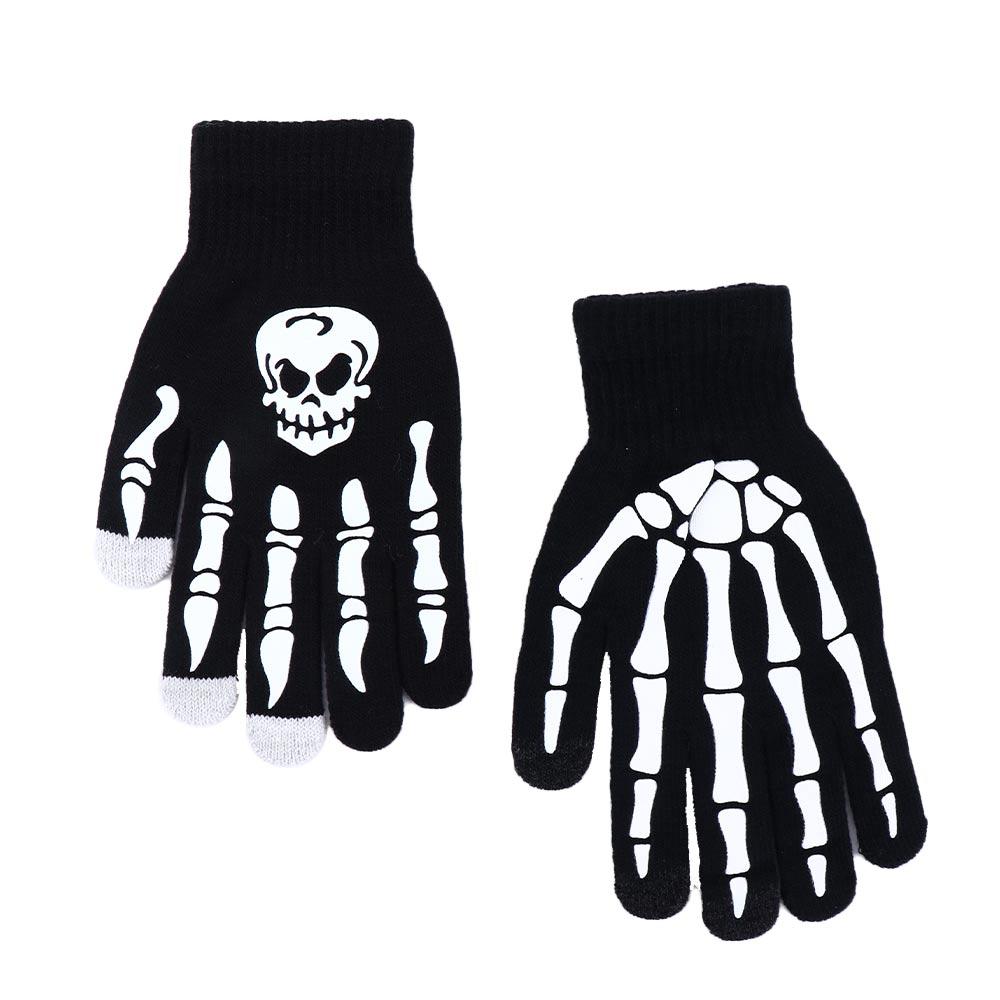 Bone Skeleton Full Finger Gloves Half-finger Gloves Fashion Accessories Halloween Luminous Mittens