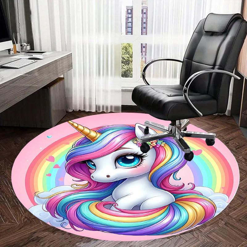 1pc Office Carpet Chair Mats Rainbow Unicorn Fantasy Art Perfect for Decorating Office Chairs, Living Rooms, Or Bedrooms