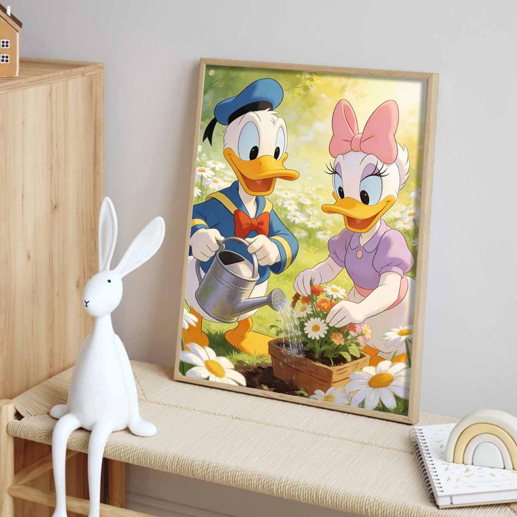 Disney Donald Duck Daisy Duck Watering Flowers Diamond Painting Full Diamond Art Kit Handmade DIY Home Decoration Gift