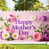 Happy Mother's Day Floral Party Banner,Backdrop with Text Decorative Elements for Home Wall and Photo Decor,Party Backdrop,Mothers Day Decor
