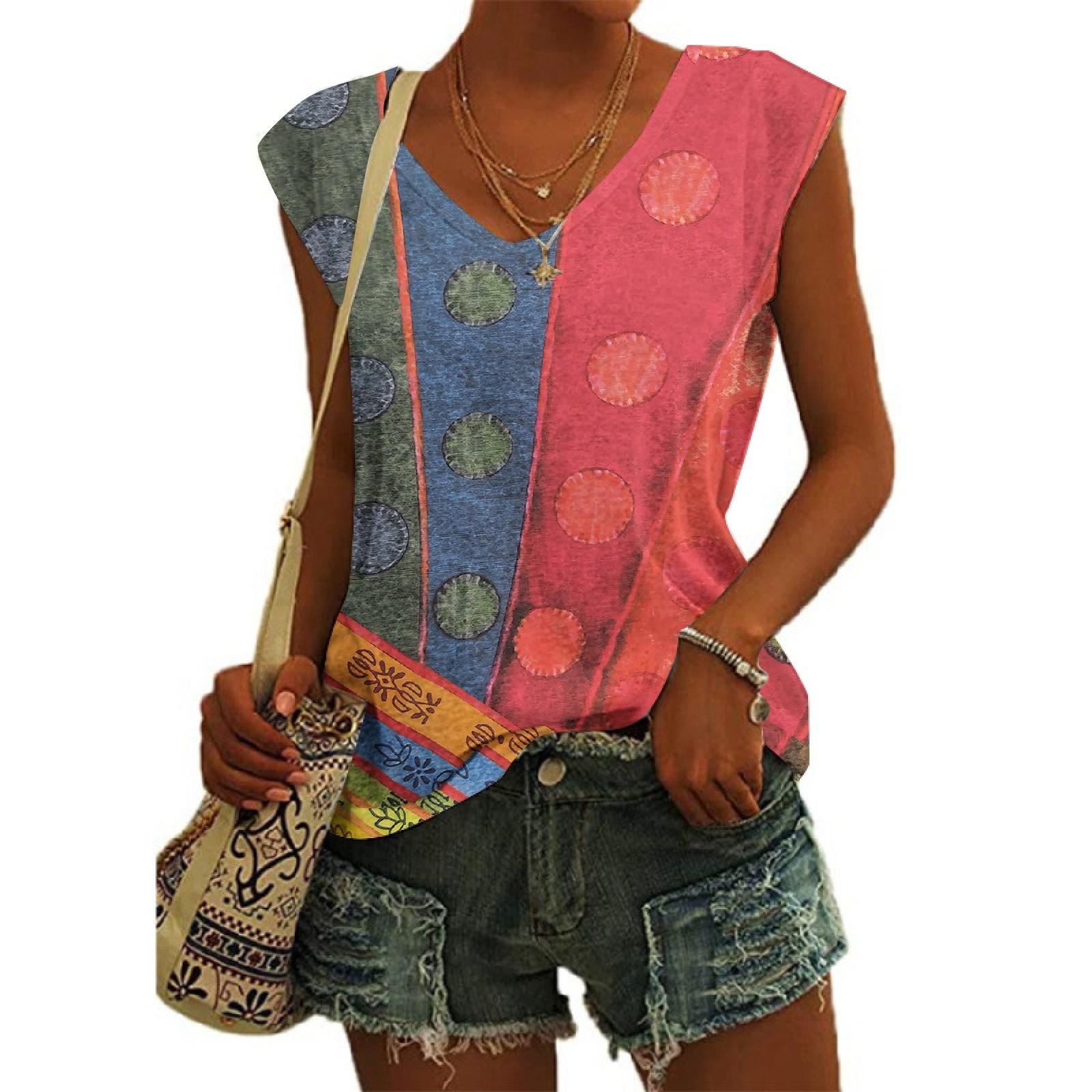 

Женский повседневный топ с v-образным вырезом и принтом, свободный пуловер, футболка с короткими рукавами XL красный