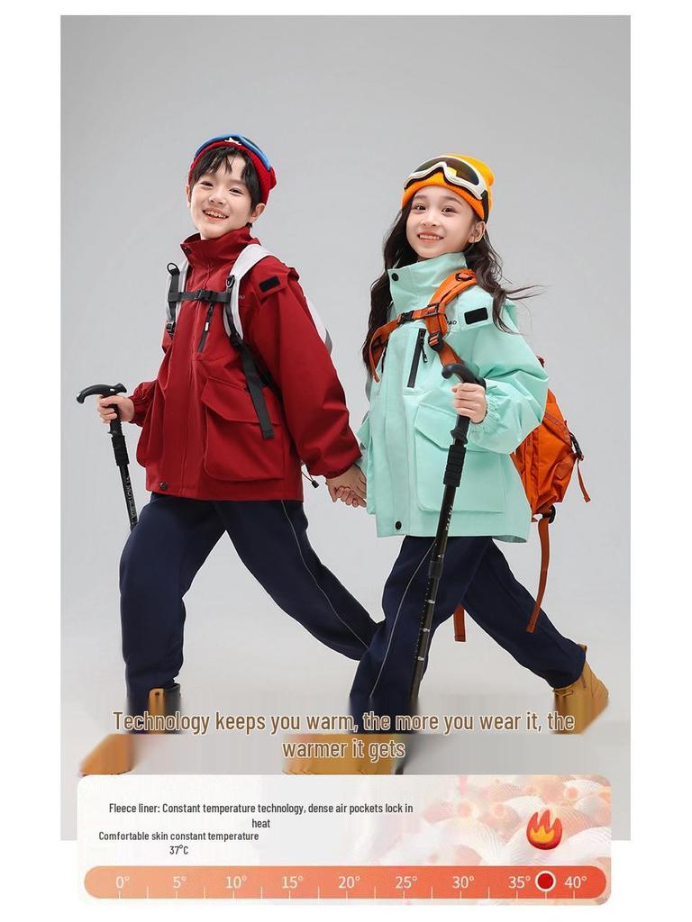 Children's 3-in-1 Ski Suit: Detachable Outdoor/Class Uniform for Primary & Kindergarten