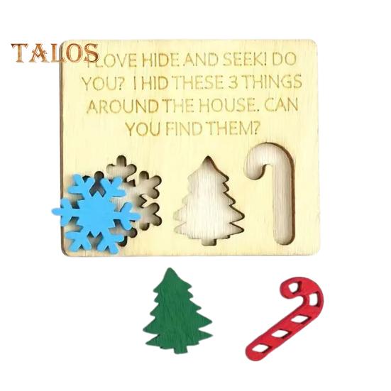 2 Pcs Hide And Seek Set Christmas Wooden Family Game Toy Interactive Xmas Hide And Seek Blocks for Home Festival Party Games