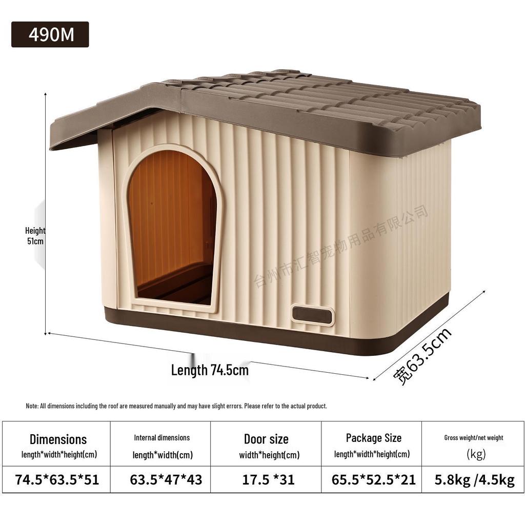 Outdoor Cat and Dog House: All-Weather Semi-Enclosed Shelter, Rainproof and Sunproof Plastic Villa for Stray Cats
