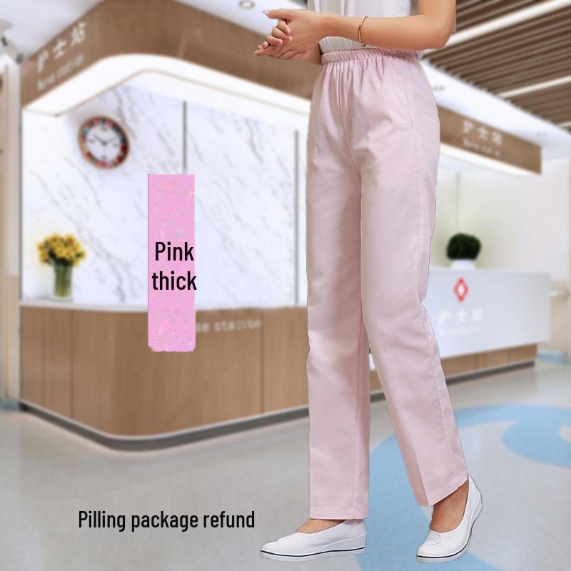 

Штани медсестри з товстим еластичним поясом - білі, рожеві, сині, зелені, великий розмір M, thick style рожевий