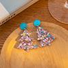 New Acrylic Christmas Tree Earrings, Niche Exaggerated Temperament High-End Colored Pentagram Earrings