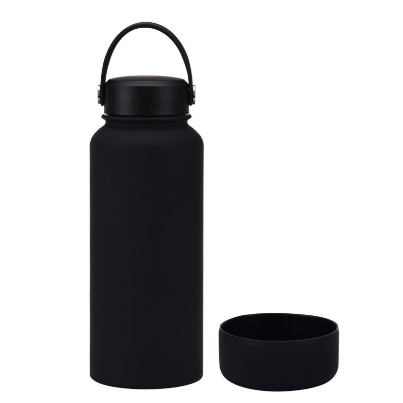 1L Large-Capacity Thermos Cup With Non-Slip Bottom, Portable Outdoor Sports Kettle, Frosted Water Cup