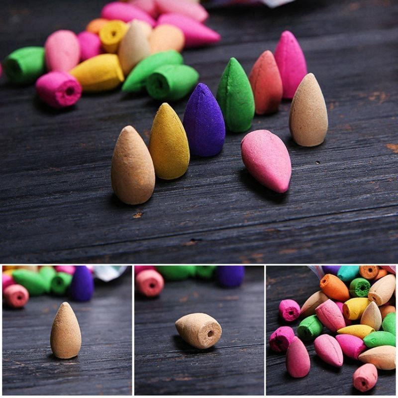 Mixed Natural Reflux Tower Incense for Backflow Incense Burner, Rose Jasmine Lavender Osmanthus Sakura Smoke Cone Home Fragrance