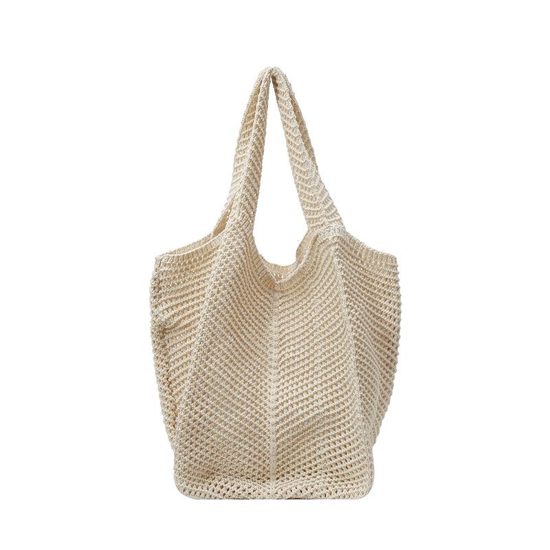 Holiday beach knitted bag women's summer niche hollow design shoulder bag large capacity casual tote bag