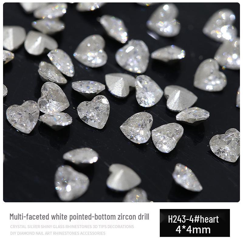Multifaceted White Zircon Nail Ornaments - Super Shiny Marquise & Square Irregular Decorations