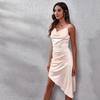 GMXIA Women's Fashion Summer Spring Solid Color Print Sleeveless V-Neck High Waist Casual Dresses