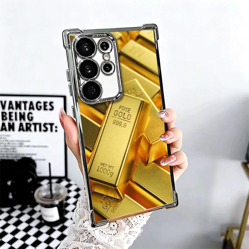 

Fine Gold Pattern Printing Plating Phone Case For Samsung Galaxy S24 S25 FE S26 Edge S23 Ultra S22 S21 Plus S20 Anti-Fall Airaba Samsung S26 Plus
