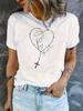 Women's Angel Heart Cross Graphic Print Casual Crew Neck Short Sleeve Summer Short Sleeved Harajuku Streetwear Tops Tees